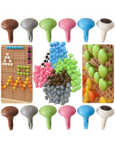 MASTERKIDZ Цветные большие колышки для STEM-доски, 128 шт. - 6 цветов