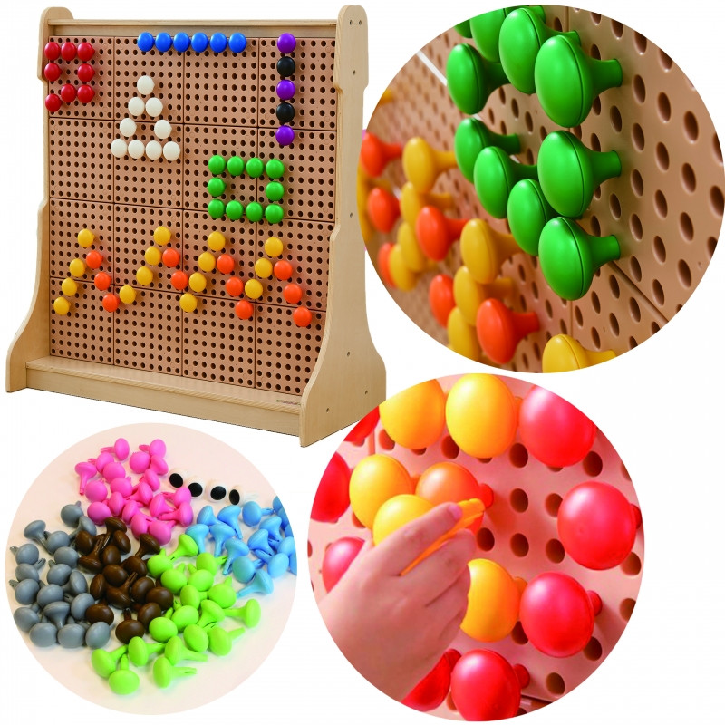 MASTERKIDZ Colorful Jumbo Pegs for STEM Board 128 Pcs - 6 Colors