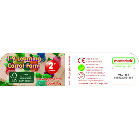 MASTERKIDZ Edukacinė taryba Daržovių mokymosi skaičiai ir spalvos Montessori