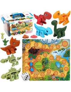 WOOPIE 2-в-1 Конструктор Настольная игра «Динозавры» + 46 кубиков