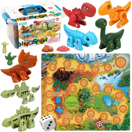 WOOPIE konstravimo rinkinys 2in1 Dinozaurų stalo žaidimas + kubas 46 vnt.