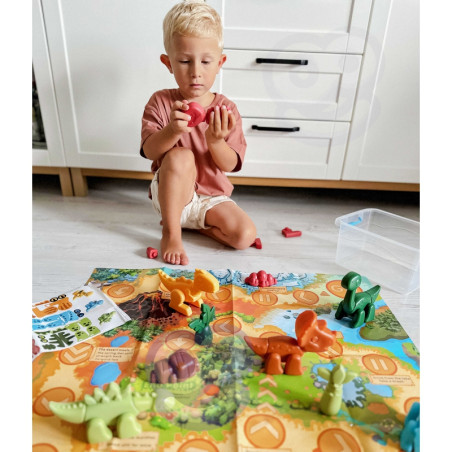 WOOPIE konstravimo rinkinys 2in1 Dinozaurų stalo žaidimas + kubas 46 vnt.