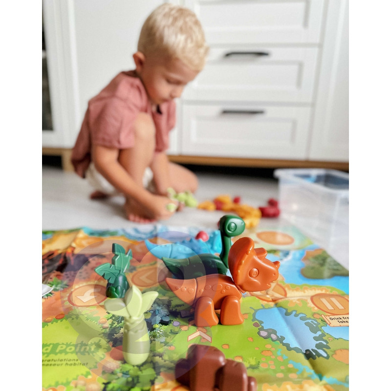 WOOPIE konstravimo rinkinys 2in1 Dinozaurų stalo žaidimas + kubas 46 vnt.