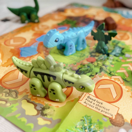 WOOPIE konstravimo rinkinys 2in1 Dinozaurų stalo žaidimas + kubas 46 vnt.