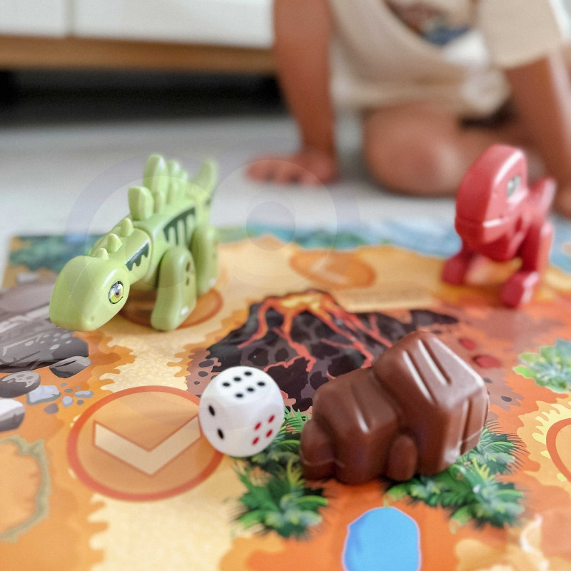 WOOPIE konstravimo rinkinys 2in1 Dinozaurų stalo žaidimas + kubas 46 vnt.