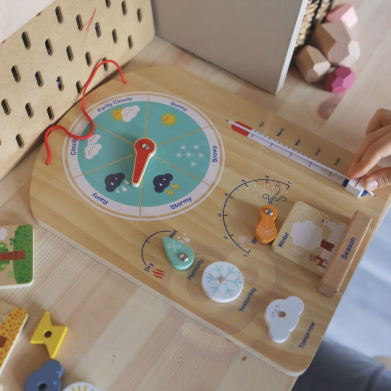 Tooky Toy Educational Montessori Box Puzzle Abacus Weather Board 6 in 1 for ages 3+