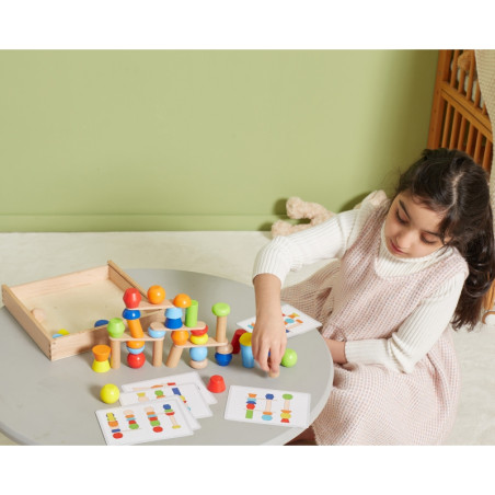 VIGA medinių geometrinių kaladėlių dėlionė 52 vnt.