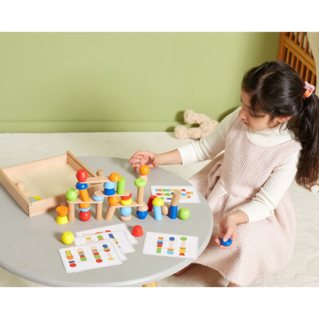 VIGA Деревянный геометрический пазл из блоков 52 шт.