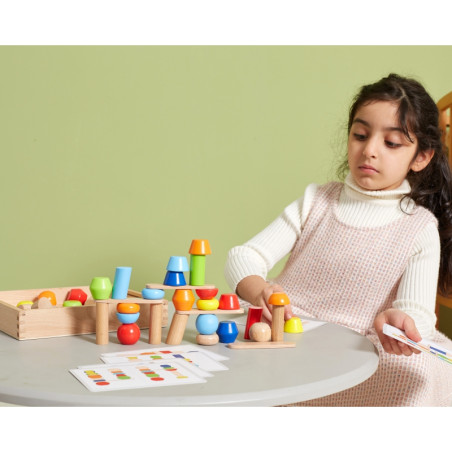 VIGA medinių geometrinių kaladėlių dėlionė 52 vnt.