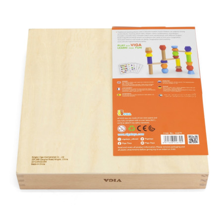 VIGA Деревянный геометрический пазл из блоков 52 шт.