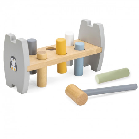 VIGA PolarB medinis plaktukas Hammer Punch Montessori pingvinas VIGA PolarB medinis plaktukas Hammer Punch Montessori pingvinas