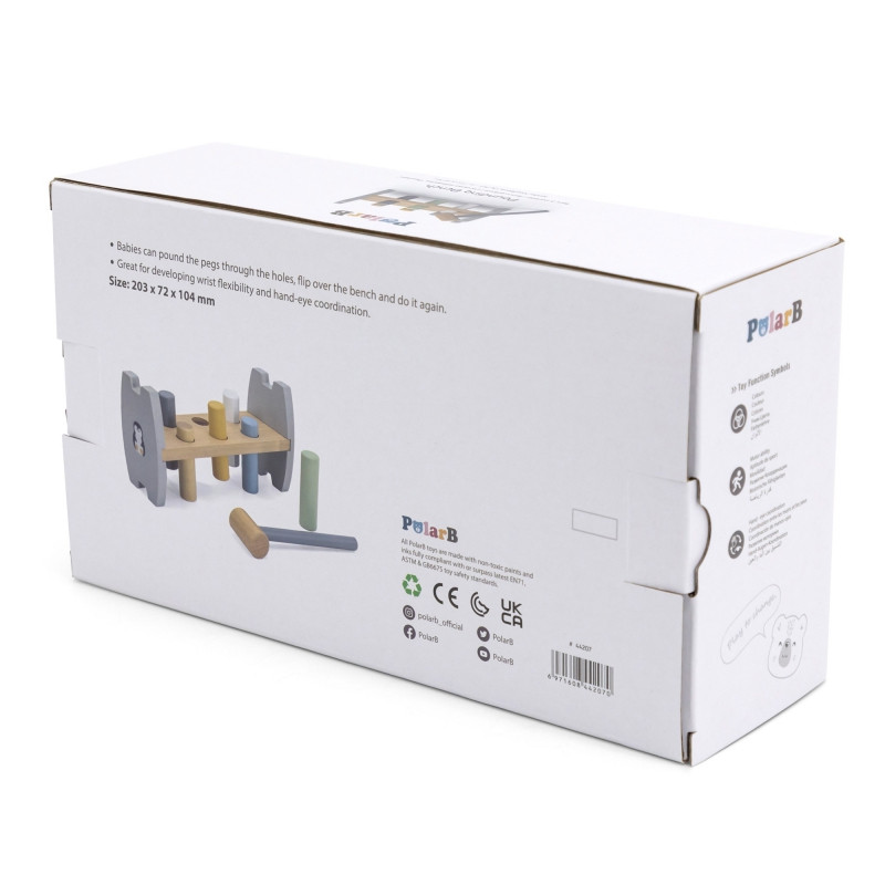 VIGA PolarB medinis plaktukas Hammer Punch Montessori pingvinas