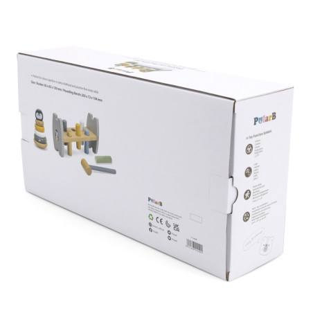 Набор VIGA PolarB: деревянная пирамидка + молоток-перфоратор «Пингвин» Монтессори