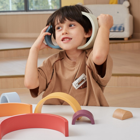 VIGA PolarB Деревянный пазл-радуга Креативные кубики Монтессори