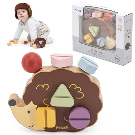 VIGA PolarB medinės konstrukcijos žaislinis ežiukas su Montessori varžtais VIGA PolarB medinės konstrukcijos žaislinis ežiukas su Montessori varžtais