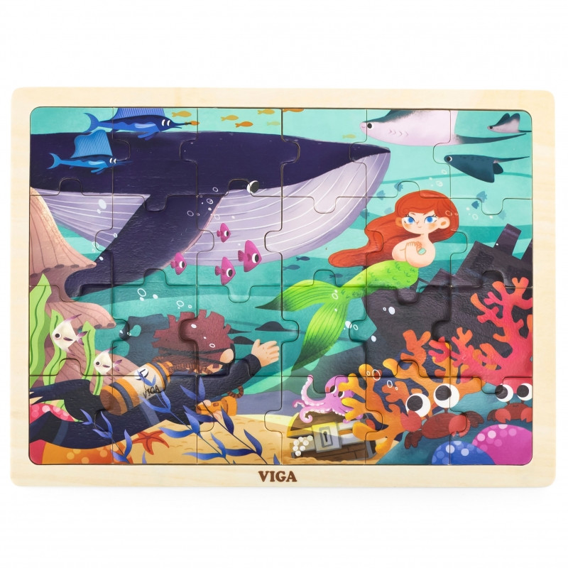 Деревянный пазл VIGA из 24 деталей «Тайны моря»
