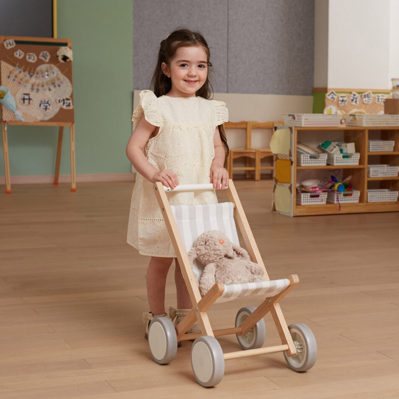 VIGA medinis lėlės vežimėlis