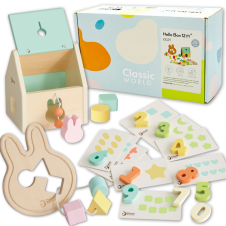 CLASSIC WORLD pastelinė kūdikių rinkinio dėžutė Pirmieji mokomieji žaislai nuo 12 iki 18 mėnesių CLASSIC WORLD pastelinė kūdikių rinkinio dėžutė Pirmieji mokomieji žaislai nuo 12 iki 18 mėnesių