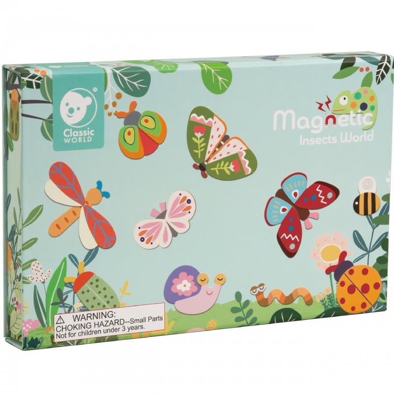 CLASSIC WORLD Magnetinė dėlionė Gyvūnai Lentos blokai Dėlionės atmintis 66 vnt.