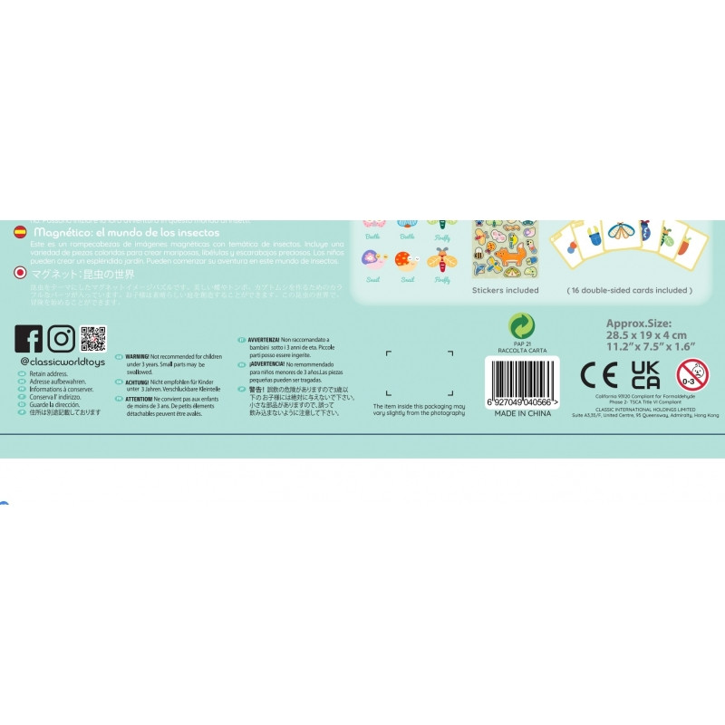 CLASSIC WORLD Магнитный пазл Животные Настольные кубики Пазл Память 66 шт.