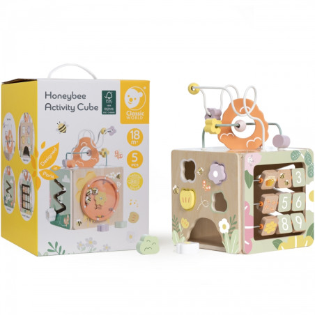 CLASSIC WORLD medinis sensorinis edukacinis kubas 5in1