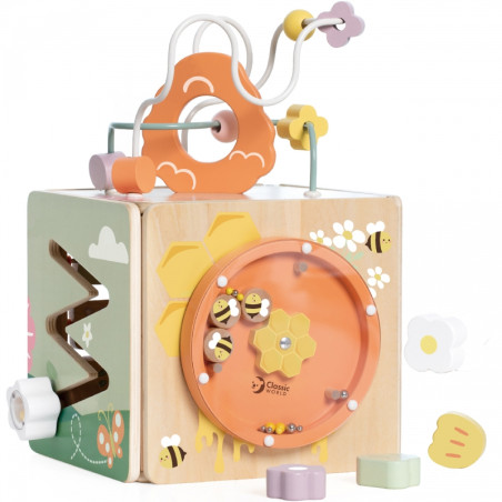 CLASSIC WORLD medinis sensorinis edukacinis kubas 5in1