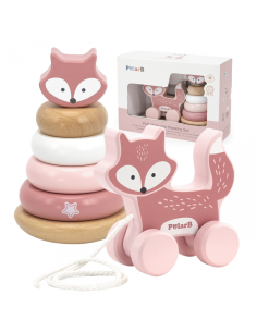 VIGA PolarB medinės piramidė su lape + traukiama lapė, rinkinys