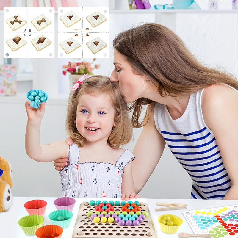 WOOPIE spalvingi kamuoliukai Montessori mozaikos dėlionės rūšiuotojas