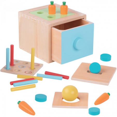 WOOPIE GREEN medinis mokomasis stalčius 4in1 Montessori rūšiavimo žaidimas morkų FSC WOOPIE GREEN medinis mokomasis stalčius 4in1 Montessori rūšiavimo žaidimas morkų FSC