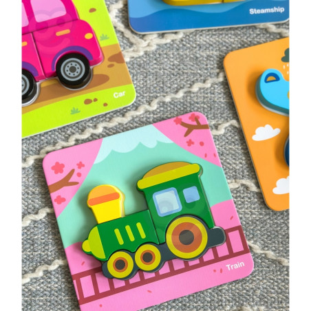 WOOPIE GREEN Układanka Drewniana Klocki Pojazdy Montessori FSC