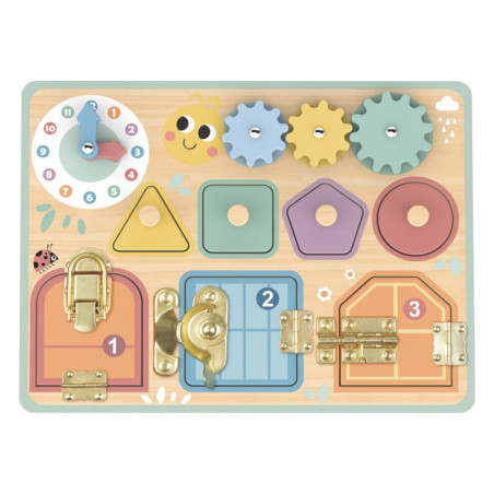 TOOKY TOY Tablica Manipulacyjna Zamki Zębatki Sorter Zegar TOOKY TOY Tablica Manipulacyjna Zamki Zębatki Sorter Zegar