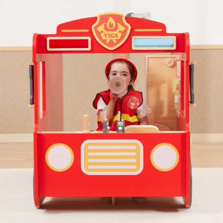 VIGA didelė medinė ugniagesių automobilio Montessori žaidimų aikštelė VIGA didelė medinė ugniagesių automobilio Montessori žaidimų aikštelė