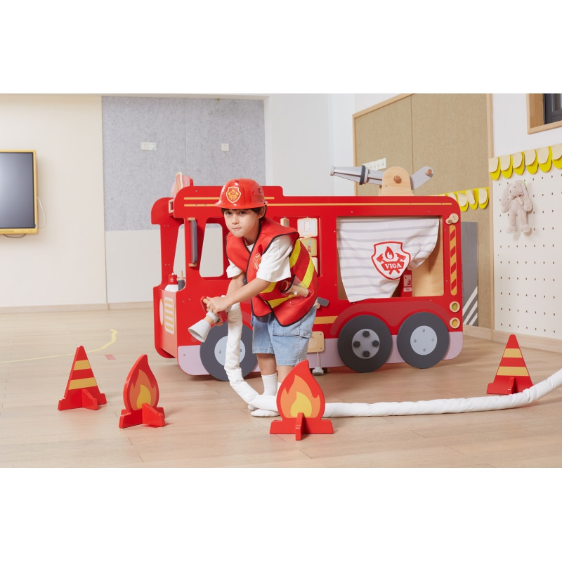 VIGA didelė medinė ugniagesių automobilio Montessori žaidimų aikštelė