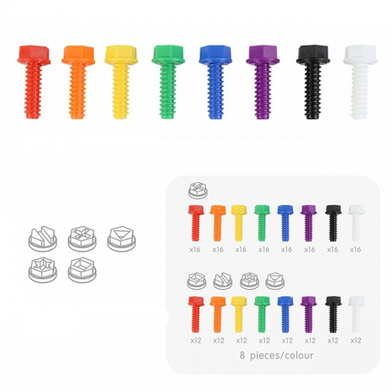 MASTERKIDZ Разноцветные винты 5 форм для творческой доски STEM 512 деталей, разные цвета