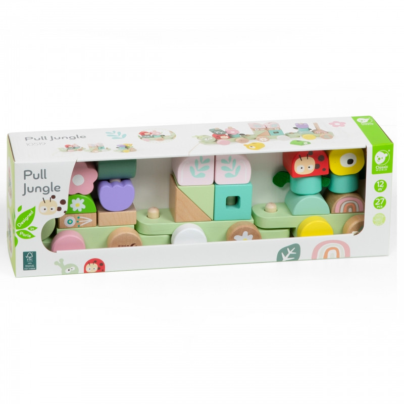 CLASSIC WORLD Montessori Wooden Caterpillar Train Puzzle