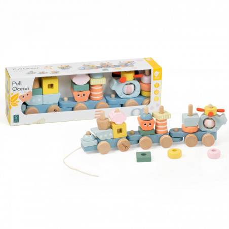 KLASIKINIS PASAULIS Montessori vandenyno geležinkelio medinė dėlionė