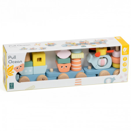 KLASIKINIS PASAULIS Montessori vandenyno geležinkelio medinė dėlionė