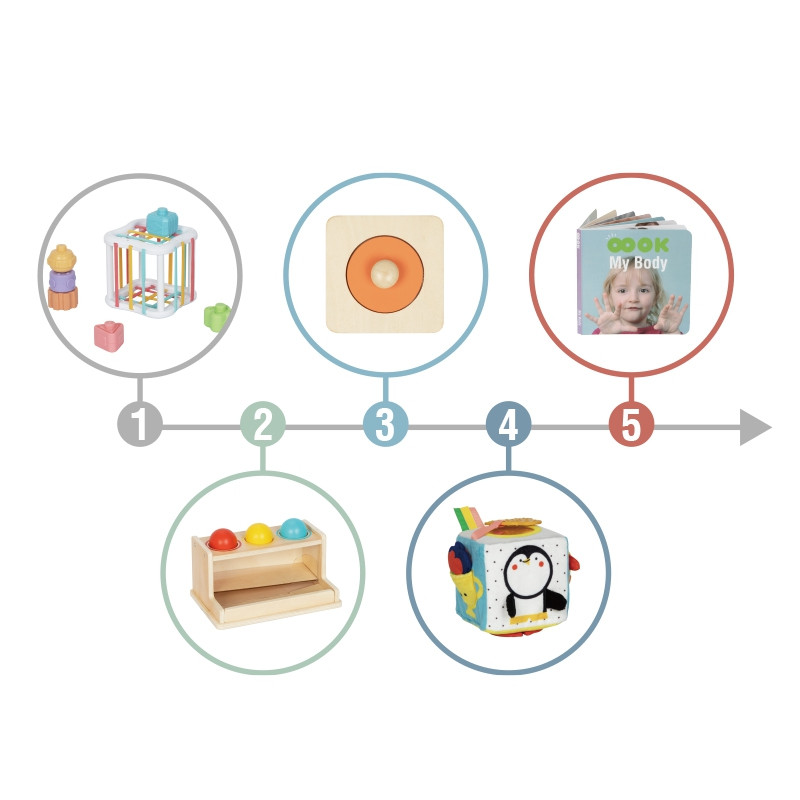 TOOKY TOY Box XXL Montessori edukacinė dėžutė 5in1 sensorinė 11-12 mėnesių