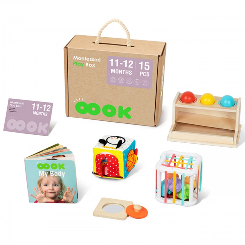 TOOKY TOY Box XXL Montessori edukacinė dėžutė 5in1 sensorinė 11-12 mėnesių