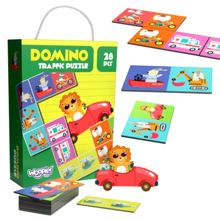 WOOPIE Edukacinis žaidimas Transporto gyvūnų dėlionė Domino Montessori