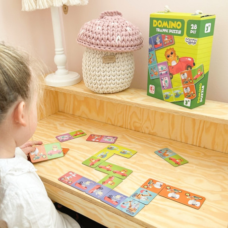 WOOPIE Edukacinis žaidimas Transporto gyvūnų dėlionė Domino Montessori