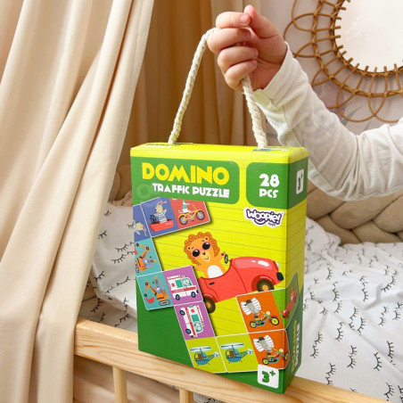 WOOPIE Edukacinis žaidimas Transporto gyvūnų dėlionė Domino Montessori
