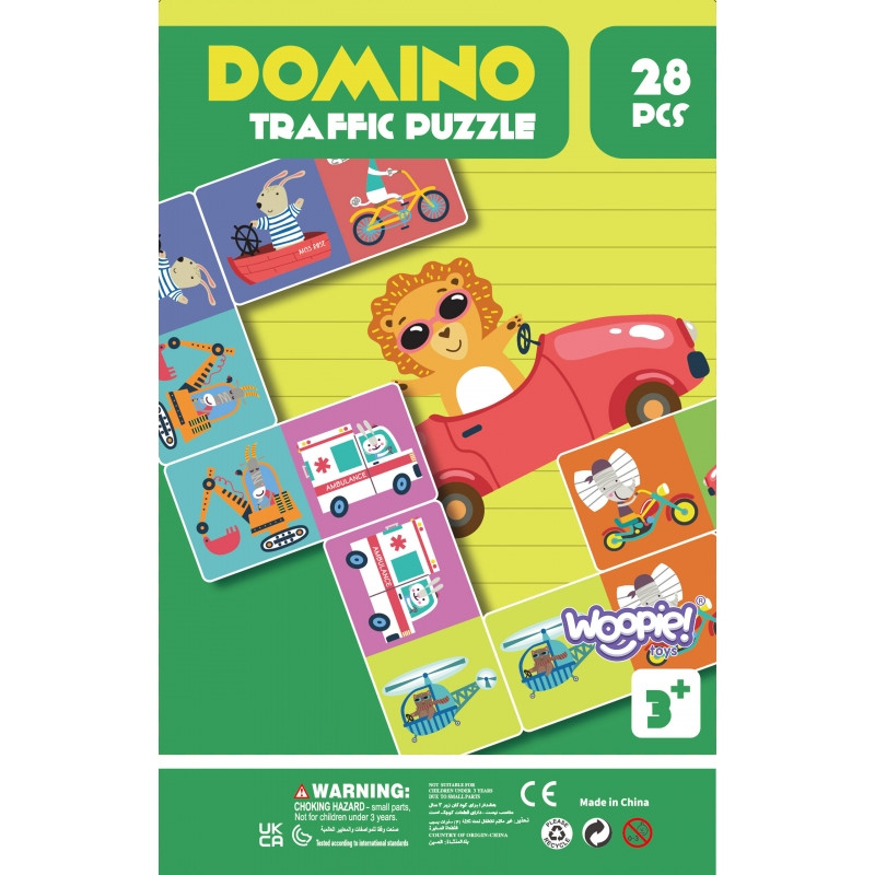 WOOPIE Edukacinis žaidimas Transporto gyvūnų dėlionė Domino Montessori