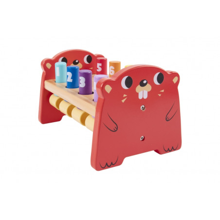 TOOKY TOY Hammer medinis auskarų vėrimas spalvingas TOOKY TOY Hammer medinis auskarų vėrimas spalvingas
