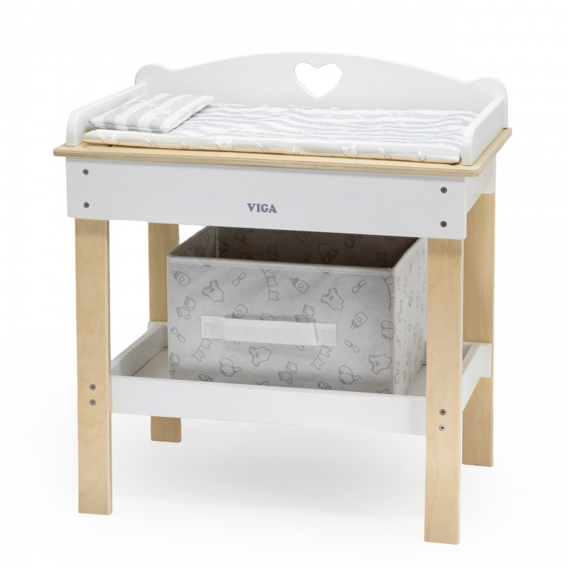 Деревянный пеленальный столик VIGA 2 в 1, ванночка для кукол