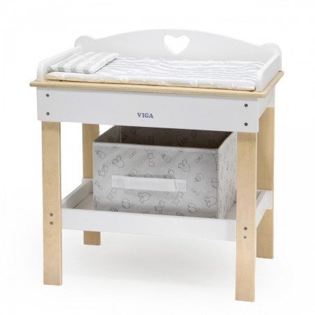 Деревянный пеленальный столик VIGA 2 в 1, ванночка для кукол Деревянный пеленальный столик VIGA 2 в 1, ванночка для кукол