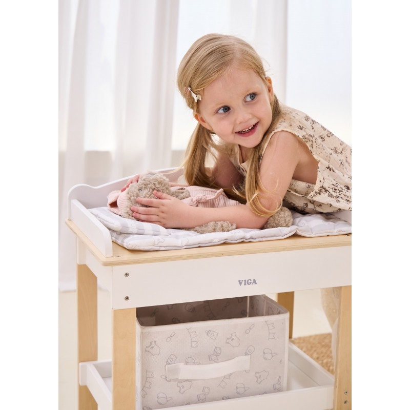 Деревянный пеленальный столик VIGA 2 в 1, ванночка для кукол