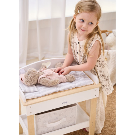 VIGA medinis persirengimo stalas 2in1 lėlės vonia