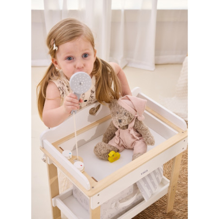 VIGA medinis persirengimo stalas 2in1 lėlės vonia