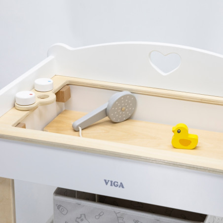 Деревянный пеленальный столик VIGA 2 в 1, ванночка для кукол Деревянный пеленальный столик VIGA 2 в 1, ванночка для кукол